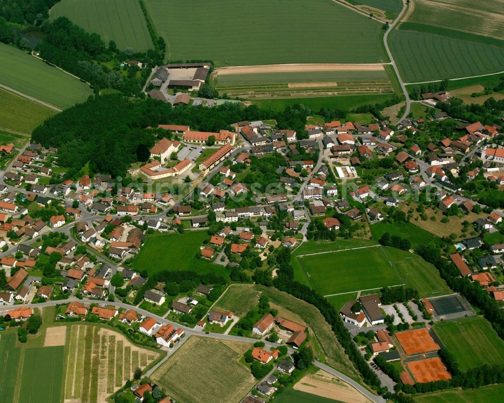 Aerial image Steinach - Village view on the edge of agricultural fields and land in Steinach in the state Bavaria, Germany