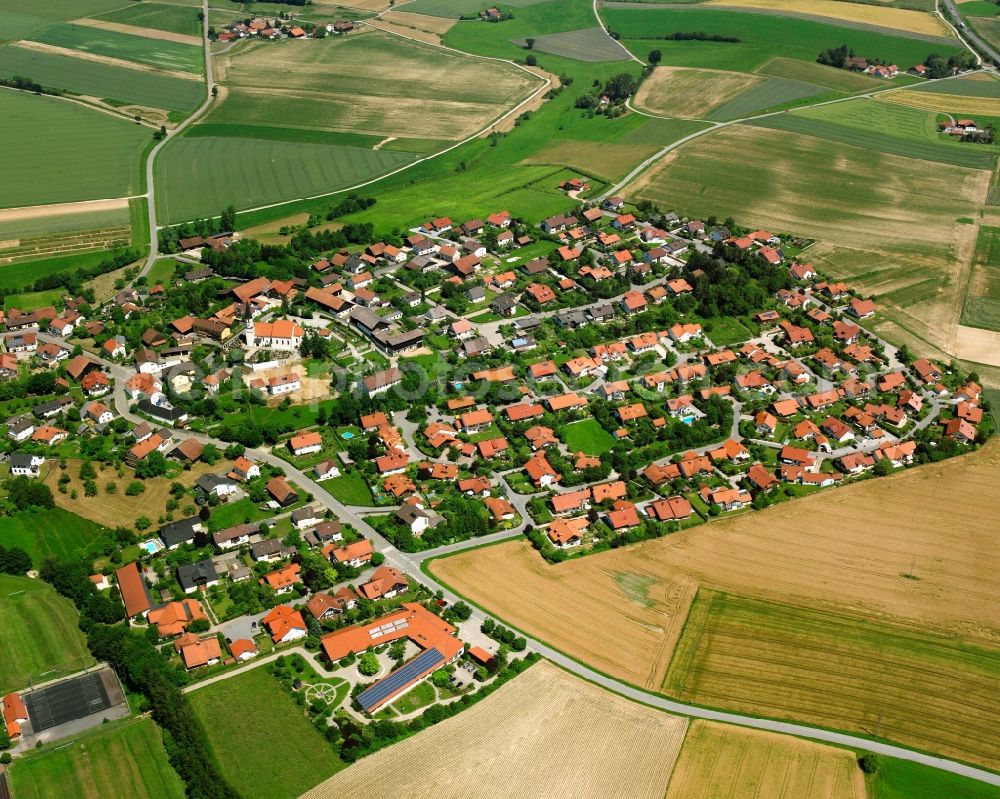 Aerial photograph Steinach - Village view on the edge of agricultural fields and land in Steinach in the state Bavaria, Germany