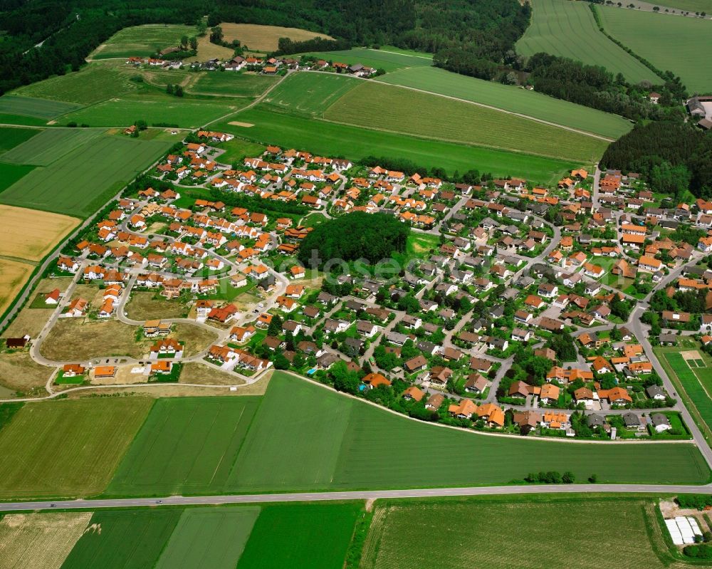 Steinach from above - Village view on the edge of agricultural fields and land in Steinach in the state Bavaria, Germany