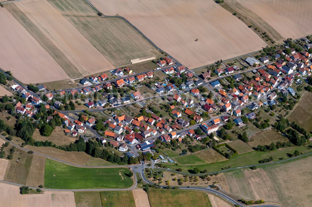 Aerial image Steinmark - Village view on the edge of agricultural fields and land in Steinmark in the state Bavaria, Germany