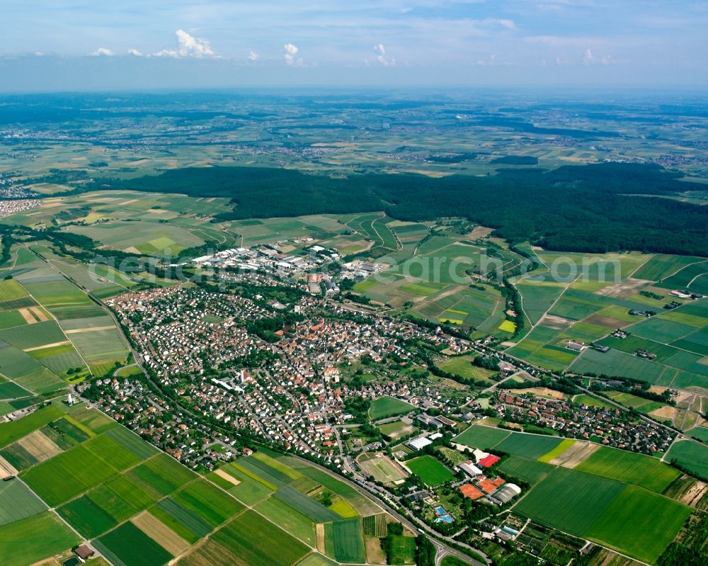 Stetten a.H. from above - Village view on the edge of agricultural fields and land in Stetten a.H. in the state Baden-Wuerttemberg, Germany