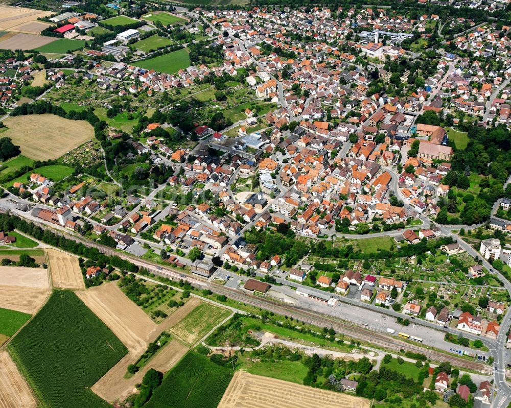 Aerial image Stetten a.H. - Village view on the edge of agricultural fields and land in Stetten a.H. in the state Baden-Wuerttemberg, Germany