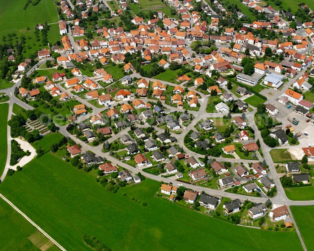 Stetten am kalten Markt from above - Village view on the edge of agricultural fields and land in Stetten am kalten Markt in the state Baden-Wuerttemberg, Germany