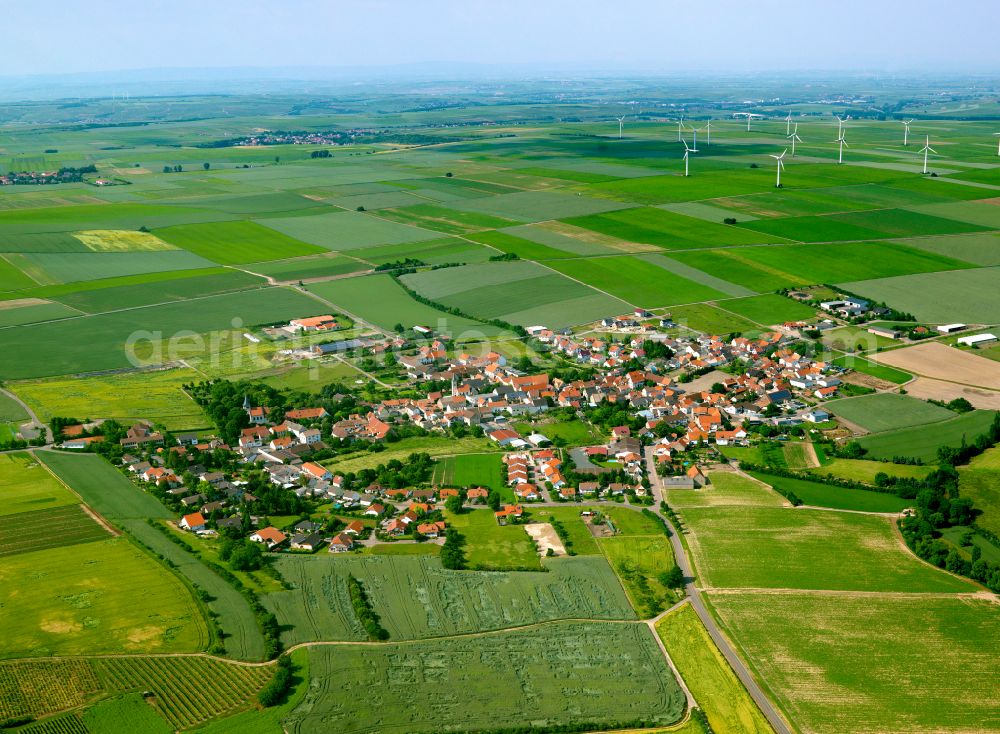 Stetten from the bird's eye view: Village view on the edge of agricultural fields and land in Stetten in the state Rhineland-Palatinate, Germany