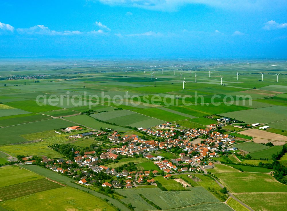 Aerial image Stetten - Village view on the edge of agricultural fields and land in Stetten in the state Rhineland-Palatinate, Germany