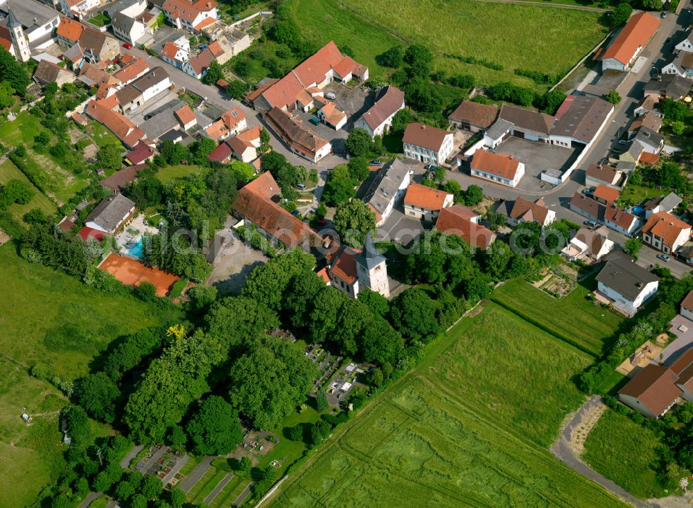 Stetten from the bird's eye view: Village view on the edge of agricultural fields and land in Stetten in the state Rhineland-Palatinate, Germany