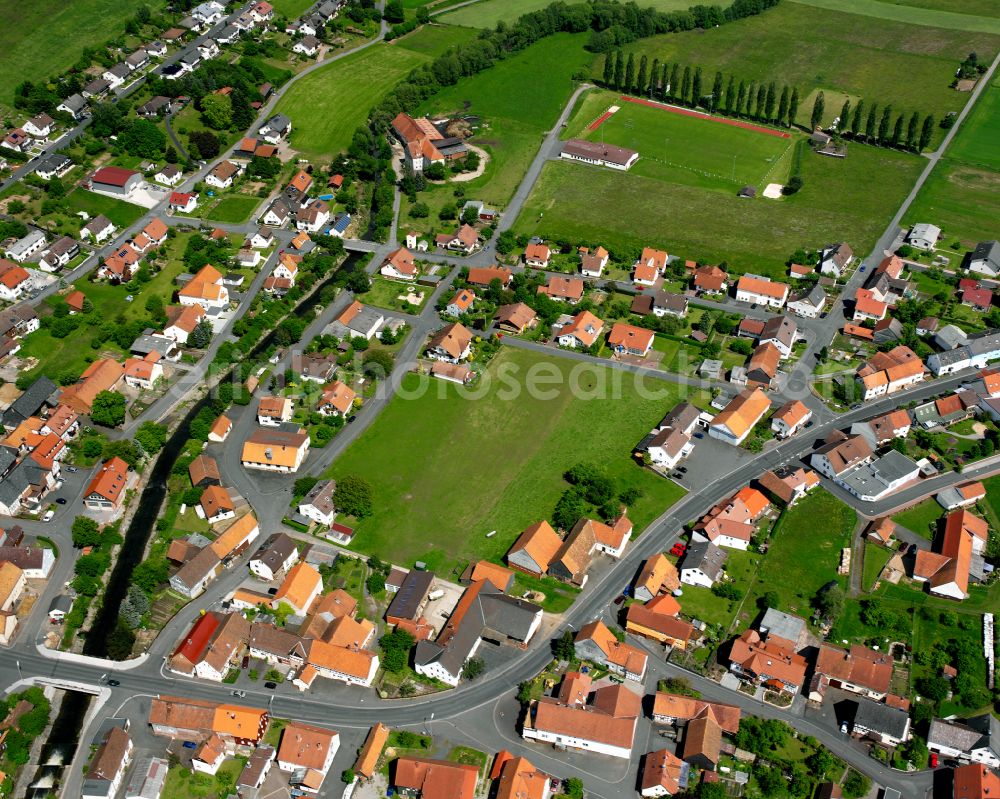 Aerial photograph Stockhausen - Village view on the edge of agricultural fields and land in Stockhausen in the state Hesse, Germany