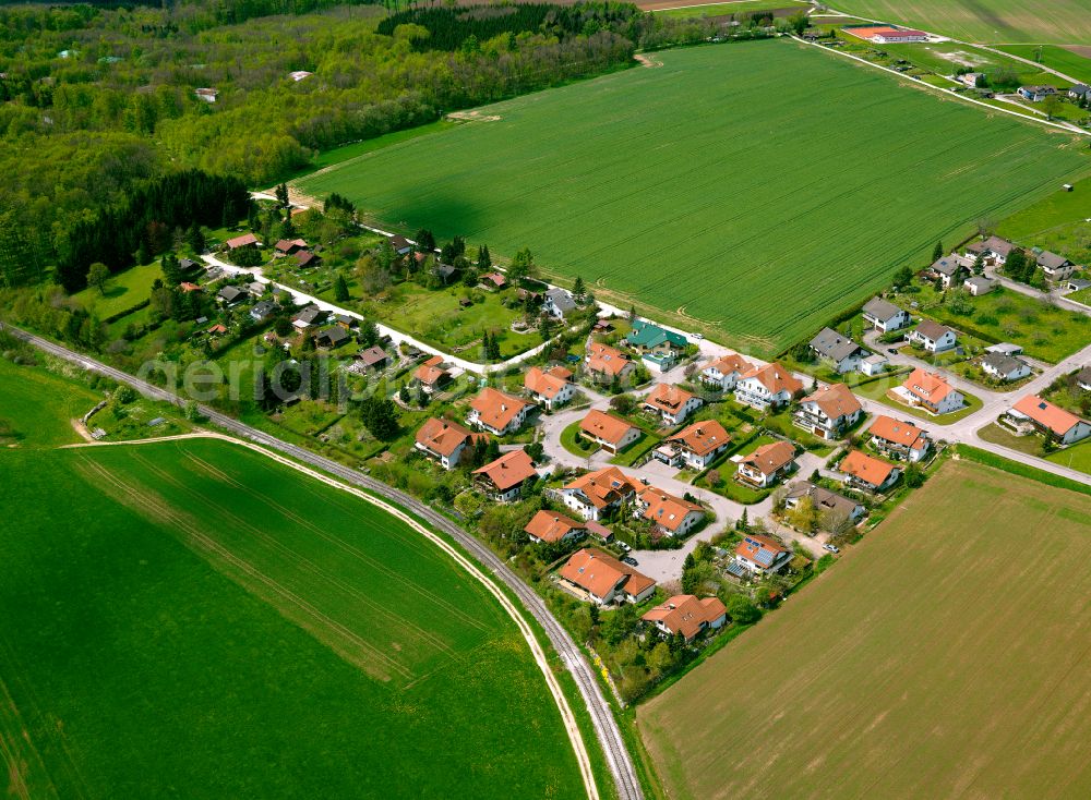 Aerial image Stubersheim - Village view on the edge of agricultural fields and land in Stubersheim in the state Baden-Wuerttemberg, Germany