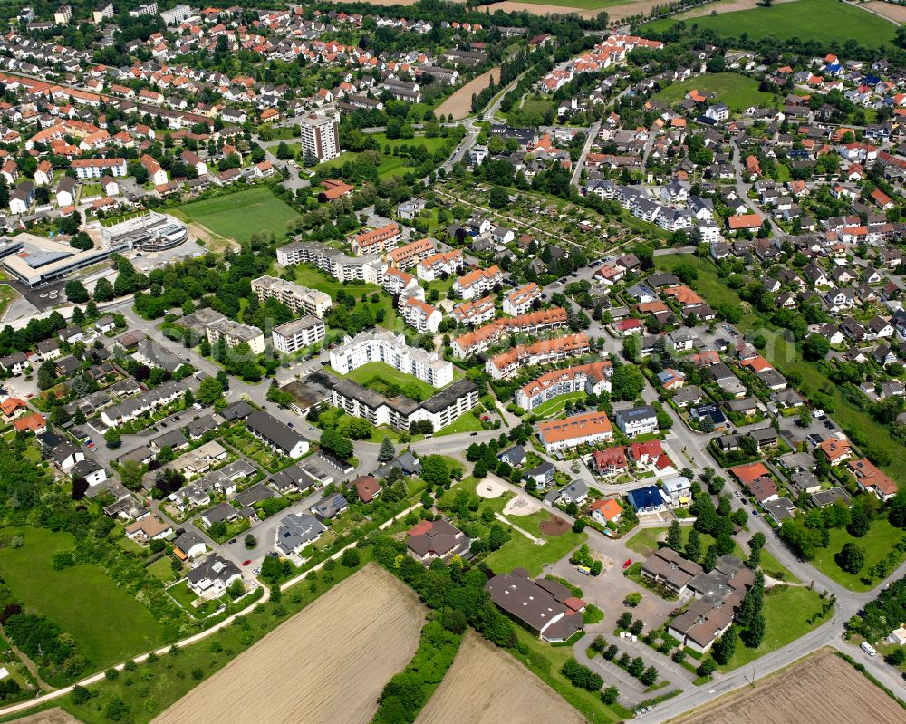 Aerial image Sundheim - Village view on the edge of agricultural fields and land in Sundheim in the state Baden-Wuerttemberg, Germany