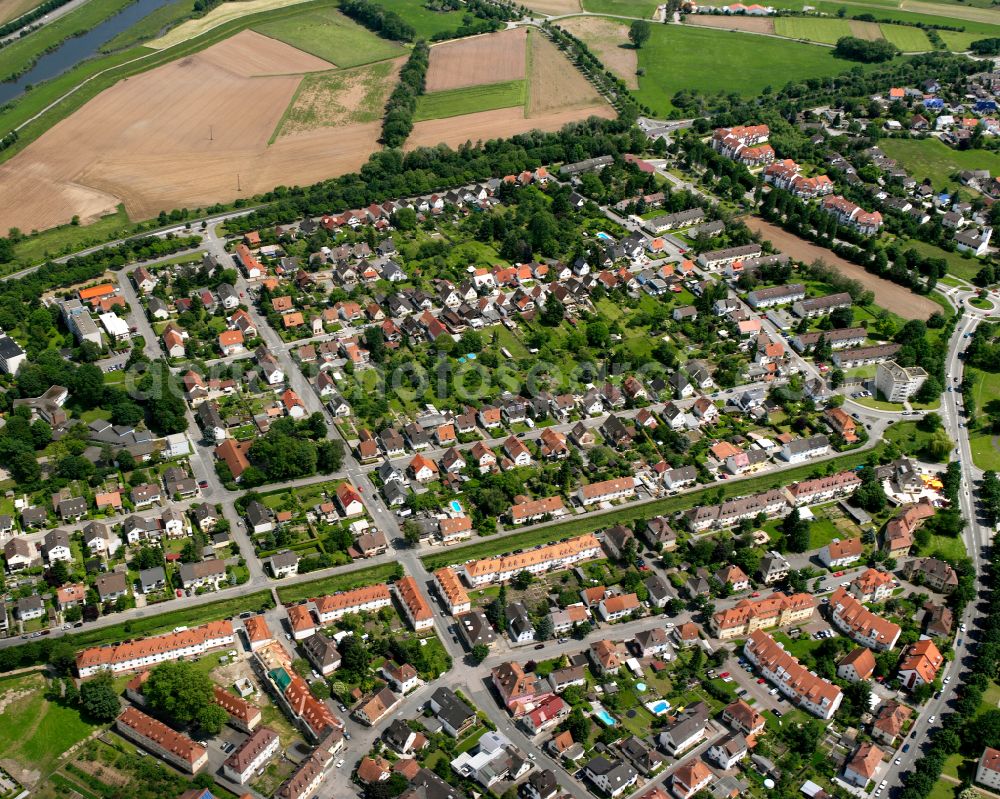 Aerial photograph Sundheim - Village view on the edge of agricultural fields and land in Sundheim in the state Baden-Wuerttemberg, Germany