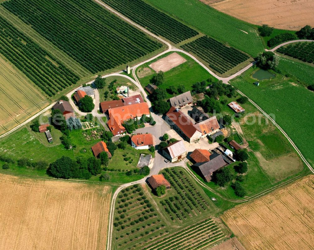 Aerial photograph Tiefenbach - Village view on the edge of agricultural fields and land in Tiefenbach in the state Baden-Wuerttemberg, Germany