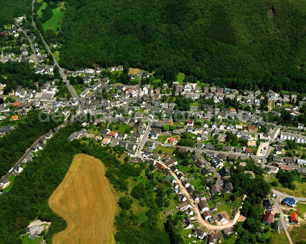 Aerial photograph Tiefenstein - Village view on the edge of agricultural fields and land in Tiefenstein in the state Rhineland-Palatinate, Germany