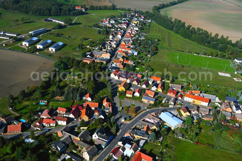 Aerial photograph Trebitz - Village view on the edge of agricultural fields and land in Trebitz in the state Saxony-Anhalt, Germany