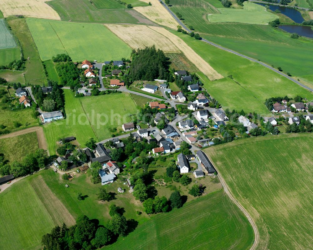 Aerial photograph Trogen - Village view on the edge of agricultural fields and land on street Am Kienberg in the district Kienberg in Trogen in the state Bavaria, Germany