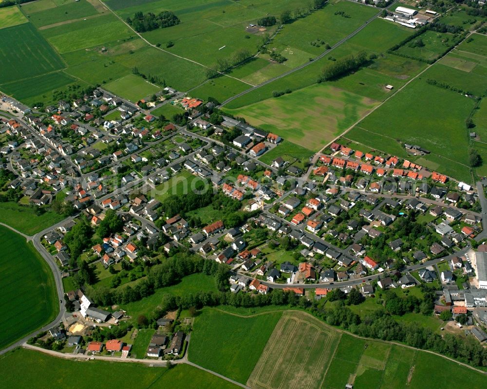 Trohe from above - Village view on the edge of agricultural fields and land in Trohe in the state Hesse, Germany