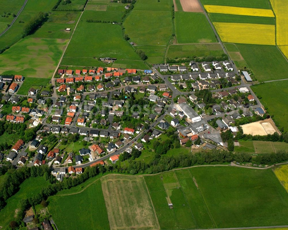 Aerial image Trohe - Village view on the edge of agricultural fields and land in Trohe in the state Hesse, Germany