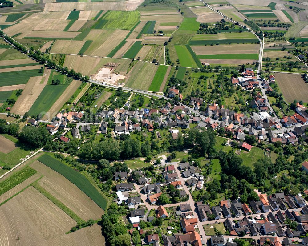 Aerial photograph Ulm - Village view on the edge of agricultural fields and land in Ulm in the state Baden-Wuerttemberg, Germany