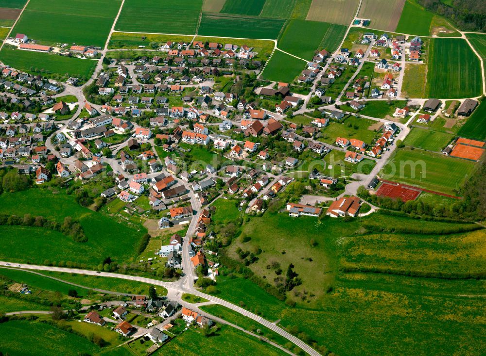 Aerial image Ulm - Village view on the edge of agricultural fields and land in Ulm in the state Baden-Wuerttemberg, Germany