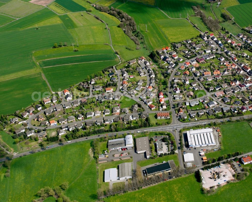 Aerial photograph Unterhaun - Village view on the edge of agricultural fields and land in Unterhaun in the state Hesse, Germany