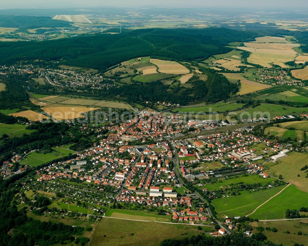 Vacha from the bird's eye view: Village view on the edge of agricultural fields and land in Vacha in the state Thuringia, Germany