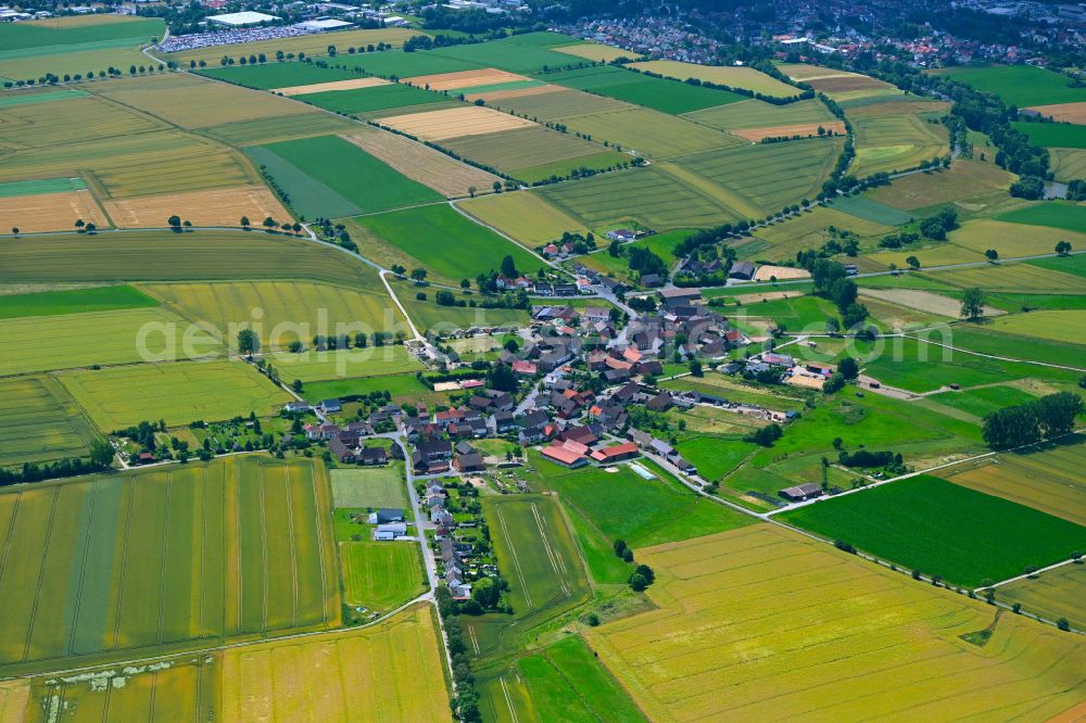 Aerial photograph Vahle - Village view on the edge of agricultural fields and land in Vahle in the state Lower Saxony, Germany