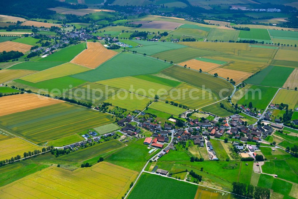 Vahle from the bird's eye view: Village view on the edge of agricultural fields and land in Vahle in the state Lower Saxony, Germany