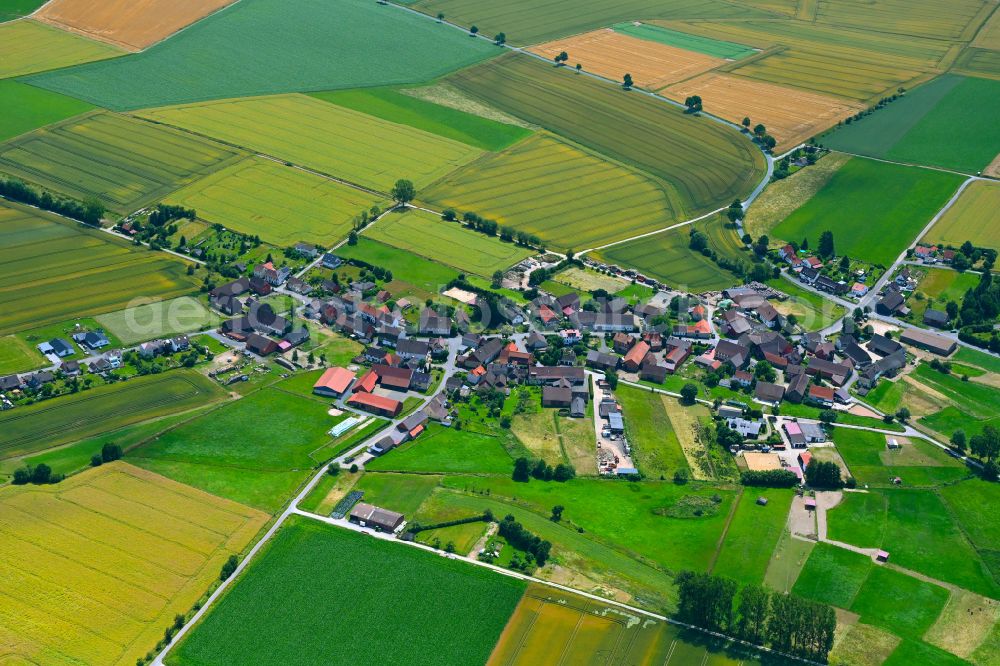 Aerial image Vahle - Village view on the edge of agricultural fields and land in Vahle in the state Lower Saxony, Germany