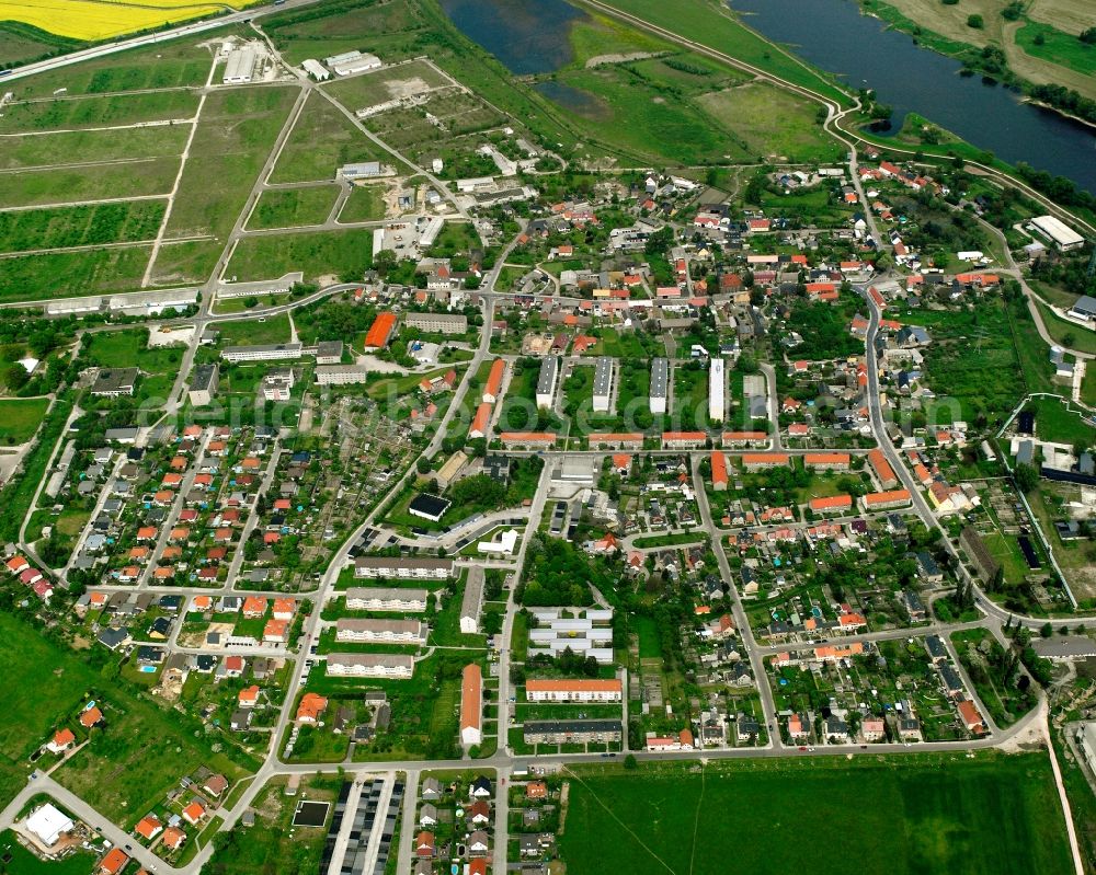 Aerial image Vockerode - Village view on the edge of agricultural fields and land in Vockerode in the state Saxony-Anhalt, Germany