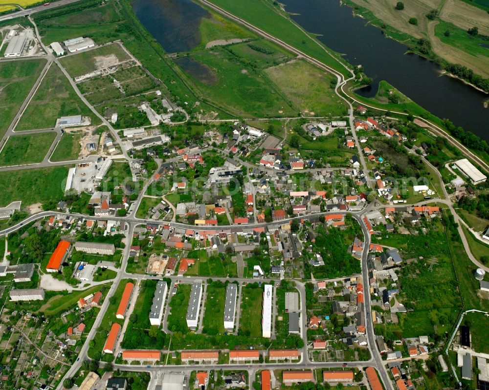 Aerial photograph Vockerode - Village view on the edge of agricultural fields and land in Vockerode in the state Saxony-Anhalt, Germany