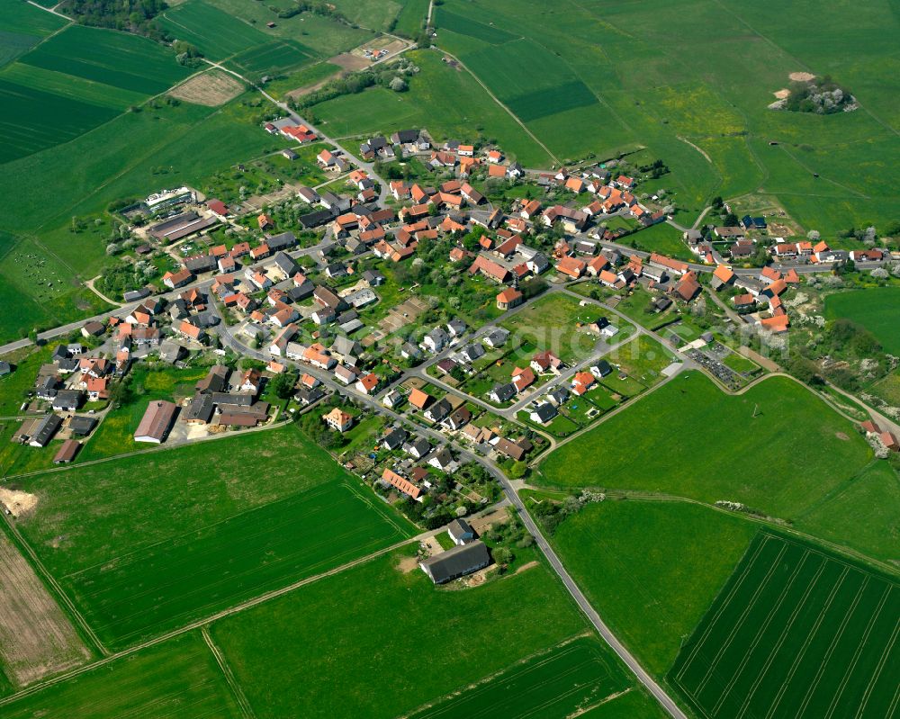 Aerial photograph Wahlen - Village view on the edge of agricultural fields and land in Wahlen in the state Hesse, Germany