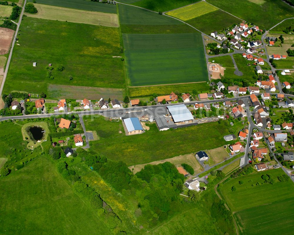 Aerial photograph Wallenrod - Village view on the edge of agricultural fields and land in Wallenrod in the state Hesse, Germany