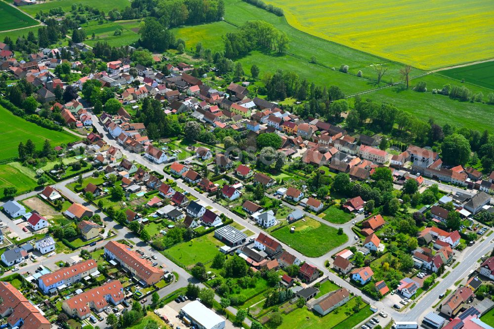 Aerial photograph Westhausen - Village view on the edge of agricultural fields and land in Westhausen in the state Thuringia, Germany