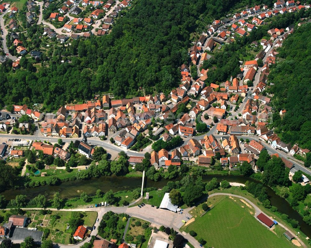 Aerial photograph Widdern - Village view on the edge of agricultural fields and land in Widdern in the state Baden-Wuerttemberg, Germany