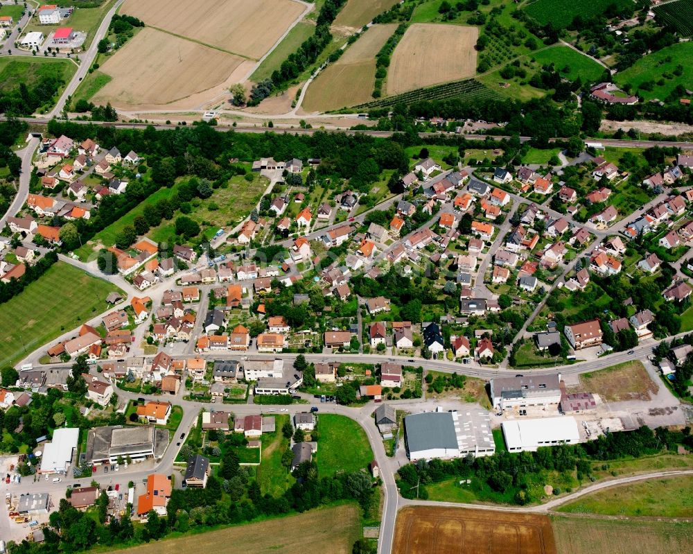 Aerial image Willsbach - Village view on the edge of agricultural fields and land in Willsbach in the state Baden-Wuerttemberg, Germany