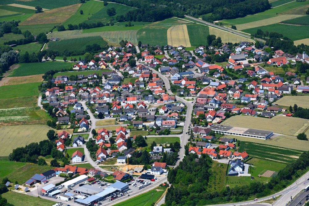 Winden a.Aign from the bird's eye view: Village view on the edge of agricultural fields and land in Winden a.Aign in the state Bavaria, Germany