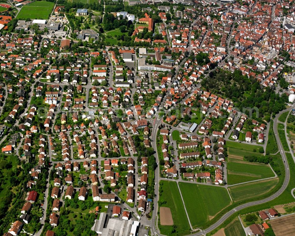 Winnenden from above - Village view on the edge of agricultural fields and land in Winnenden in the state Baden-Wuerttemberg, Germany