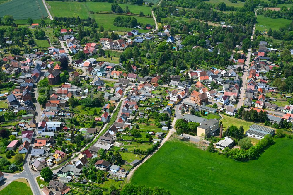 Aerial image Wolferode - Village view on the edge of agricultural fields and land in Wolferode in the state Saxony-Anhalt, Germany