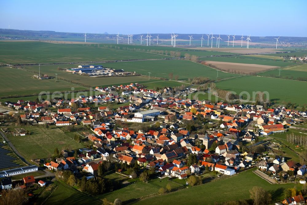 Aerial photograph Wolferstedt - Village view on the edge of agricultural fields and land in Wolferstedt in the state Saxony-Anhalt, Germany