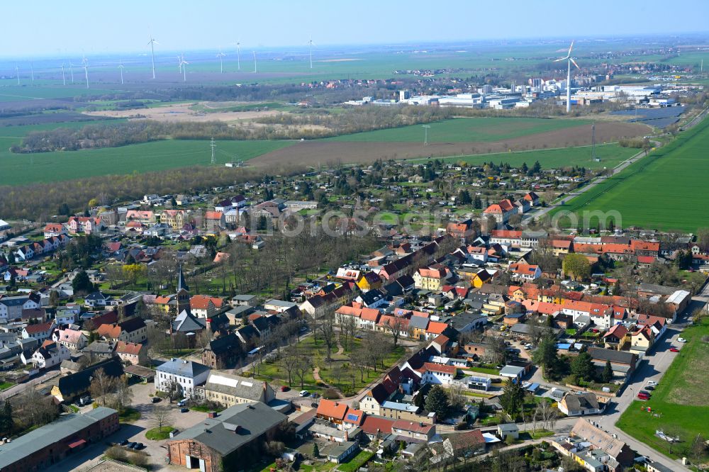 Zehmitz from above - Village view on the edge of agricultural fields and land in Zehmitz in the state Saxony-Anhalt, Germany