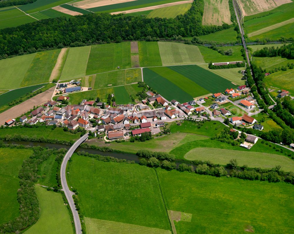 Aerial image Zell - Village view on the edge of agricultural fields and land in Zell in the state Baden-Wuerttemberg, Germany