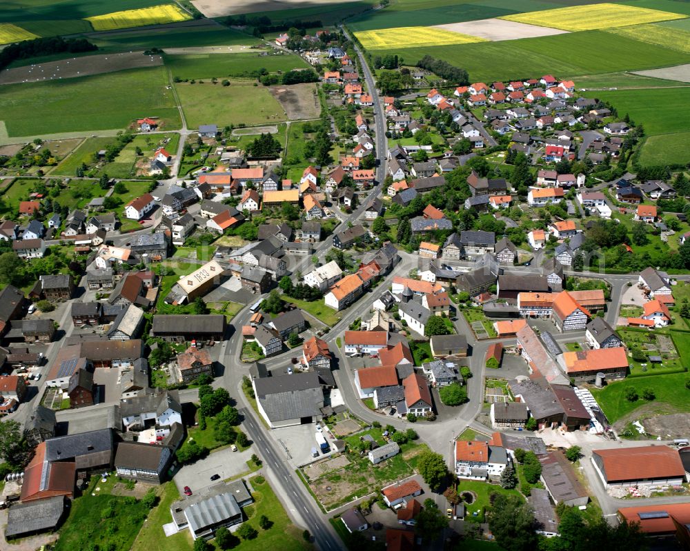 Aerial photograph Zell - Village view on the edge of agricultural fields and land in Zell in the state Hesse, Germany