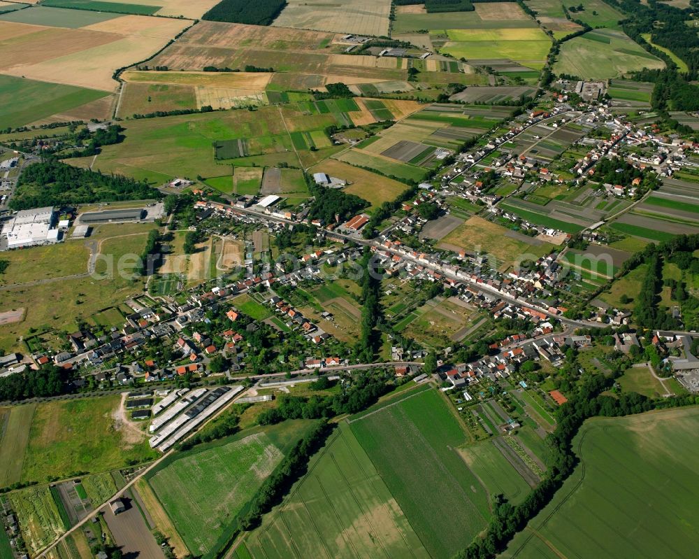 Zerbst/Anhalt from above - Village view on the edge of agricultural fields and land in Zerbst/Anhalt in the state Saxony-Anhalt, Germany