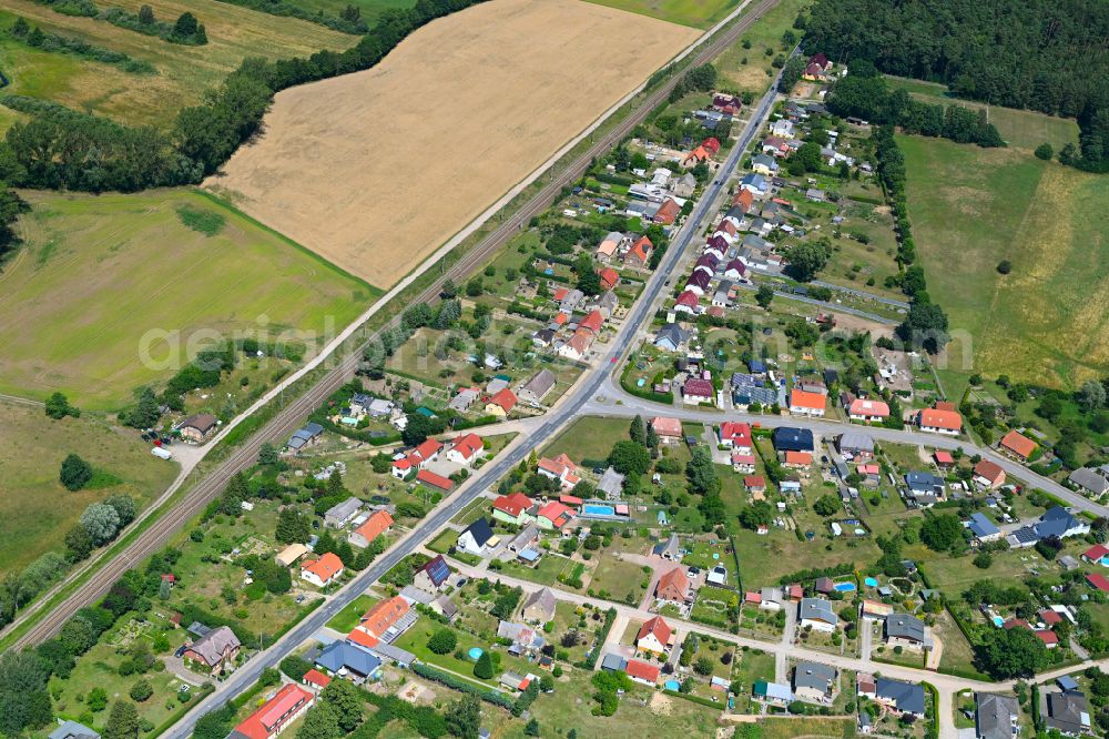 Zernin from above - Village view on the edge of agricultural fields and land in Zernin in the state Mecklenburg - Western Pomerania, Germany