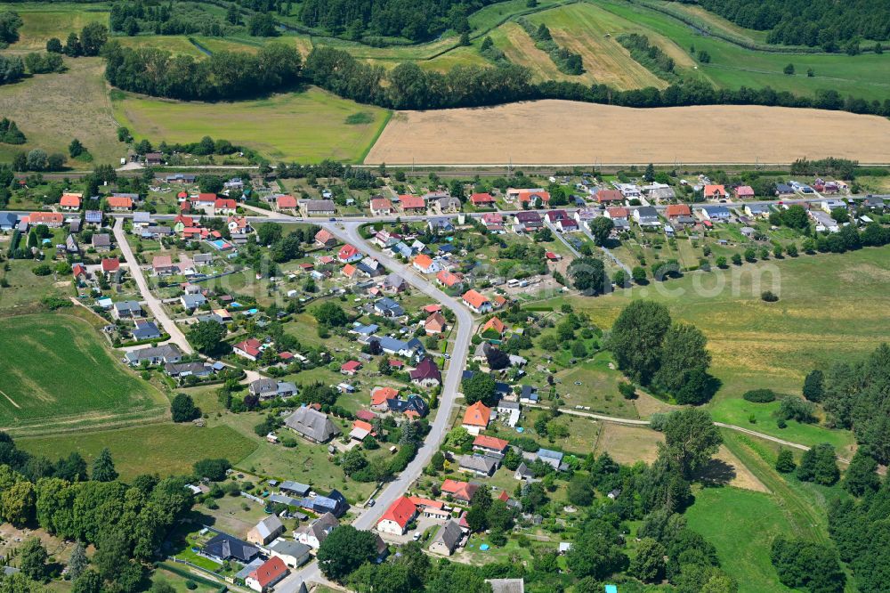 Aerial image Zernin - Village view on the edge of agricultural fields and land in Zernin in the state Mecklenburg - Western Pomerania, Germany