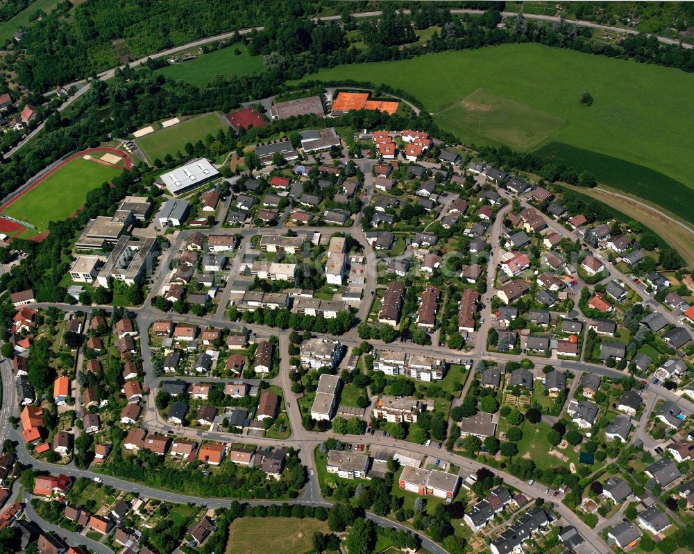 Züttlingen from above - Village view on the edge of agricultural fields and land in Züttlingen in the state Baden-Wuerttemberg, Germany