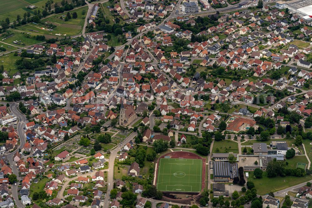 Aerial image Rangendingen - Town View of the streets and houses of the residential areas in Rangendingen in the state Baden-Wuerttemberg, Germany