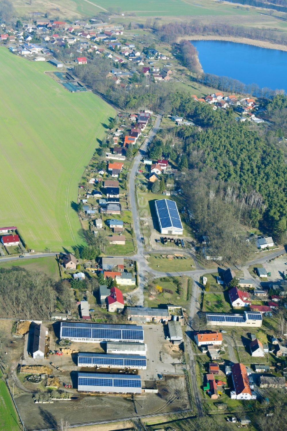 Aerial image Ranzig - Town View of the streets and houses in Ranzig in the state Brandenburg, Germany