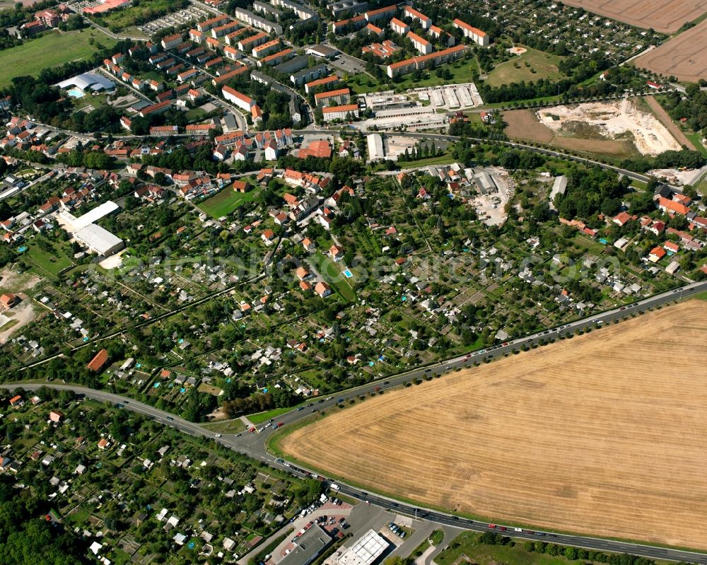 Aerial photograph Bad Langensalza - Town view of the streets and houses of the residential areas at the Rasenmuehle in Bad Langensalza in the state Thuringia, Germany