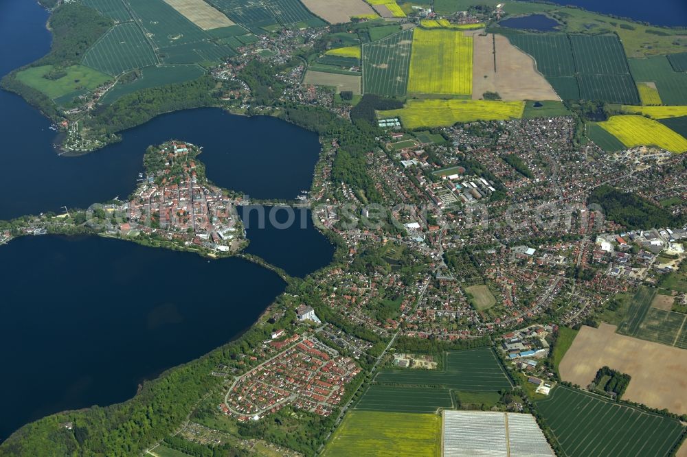 Ratzeburg from above - Town View of the streets and houses of the residential areas in Ratzeburg in the state Schleswig-Holstein, Germany