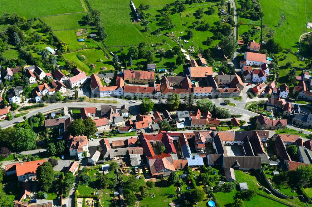 Aerial photograph Rüdersdorf - Town View of the streets and houses of the residential areas in Ruedersdorf in the state Thuringia, Germany